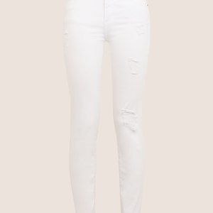 Armani Exchange White Distressed Cropped Skinny Jeans